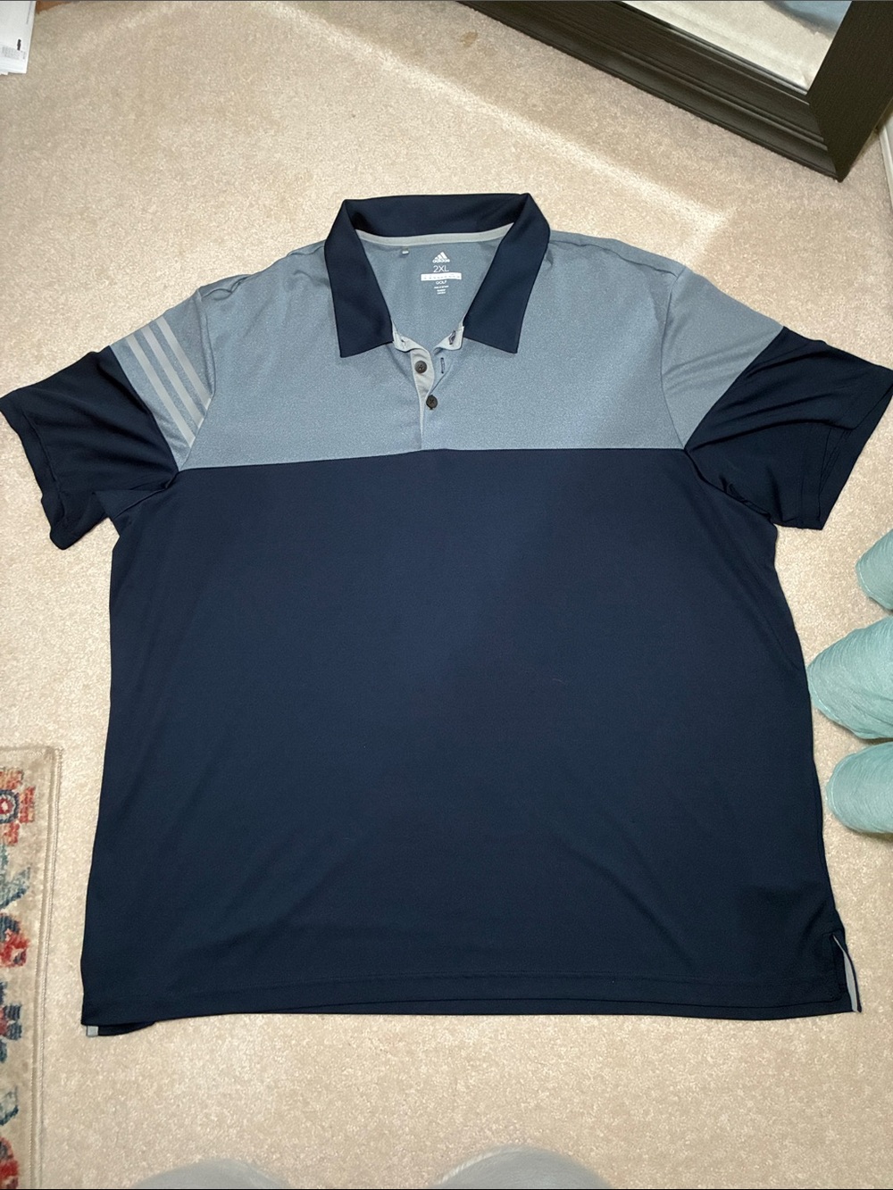 adidas Men’s Navy and Light blue Colorblock Polo